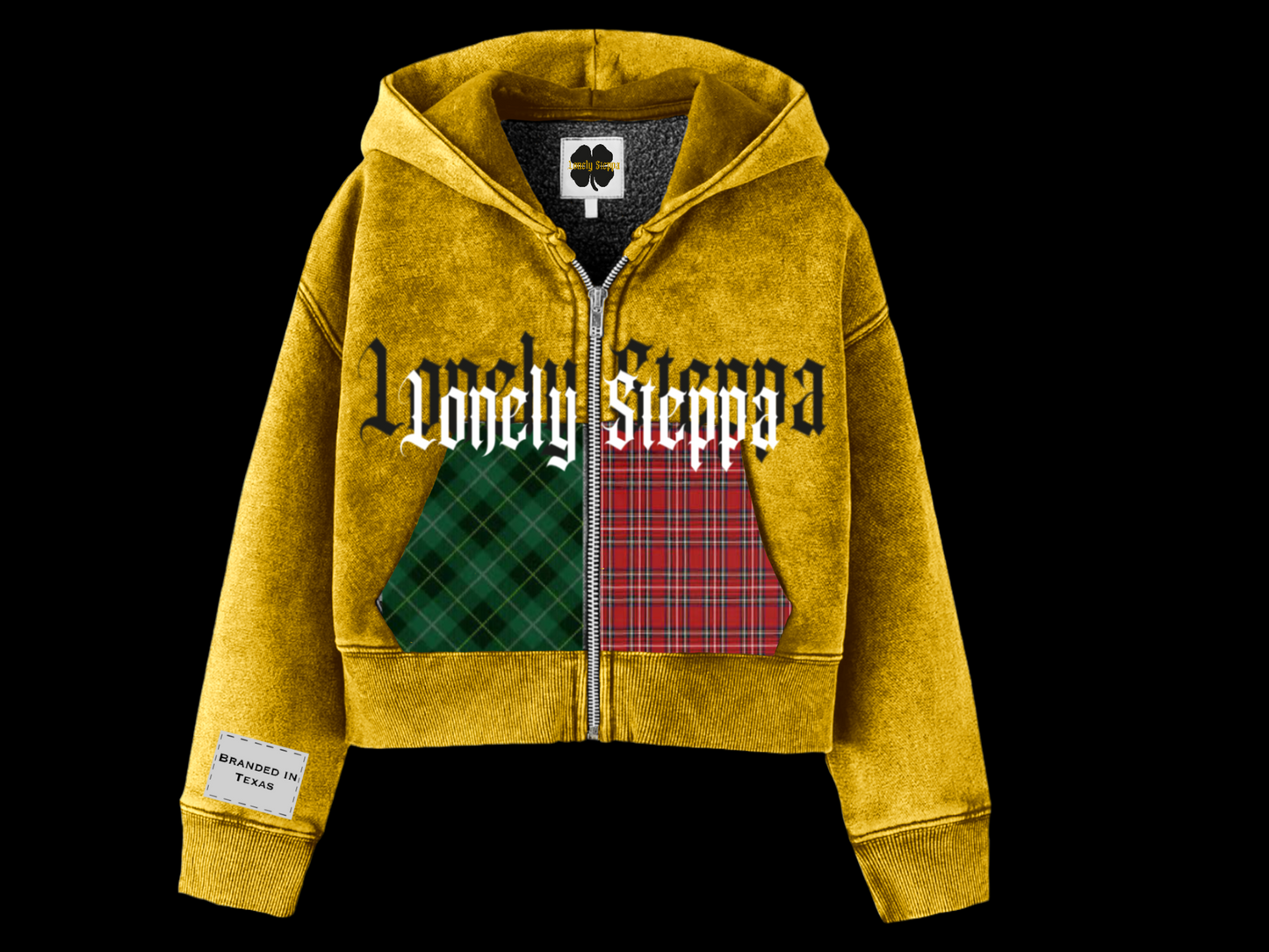 “plaided pouch” jacket